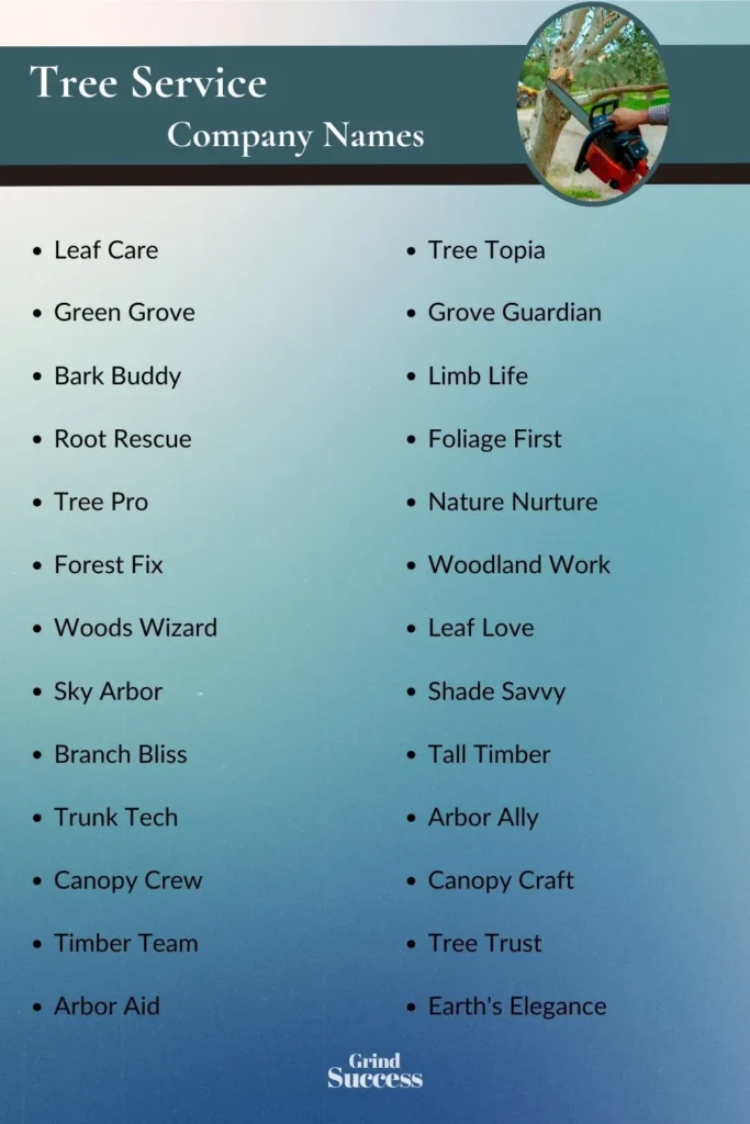 Tree Service Company Name Ideas List