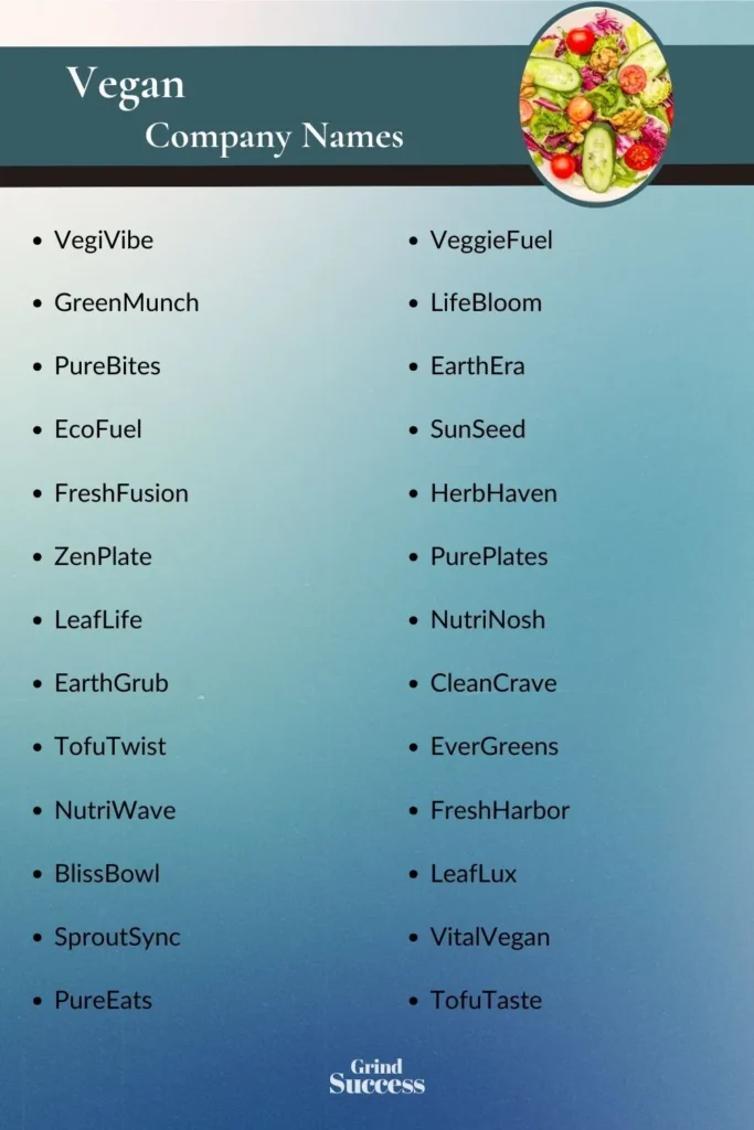 Vegan Company Name Ideas List