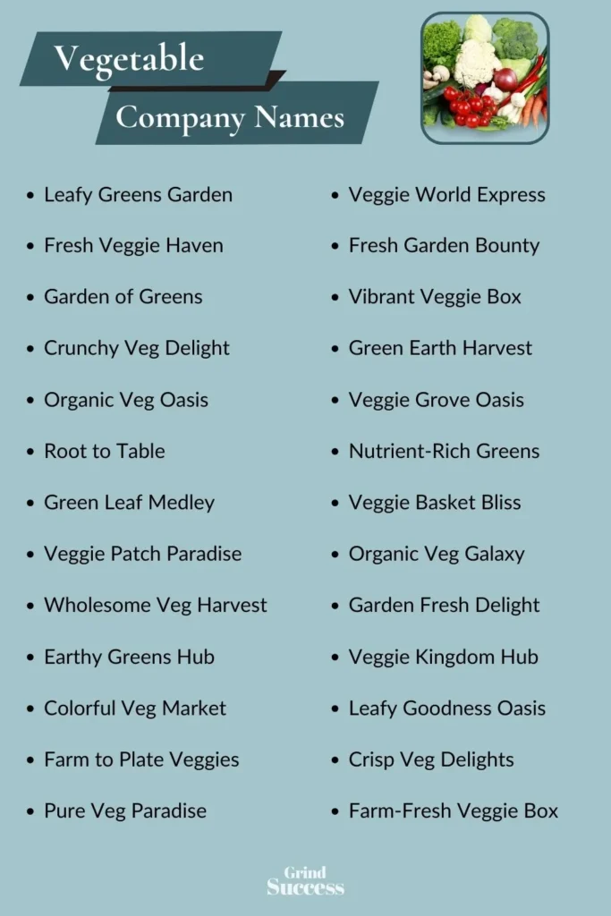 Vegetable Company Name Ideas List