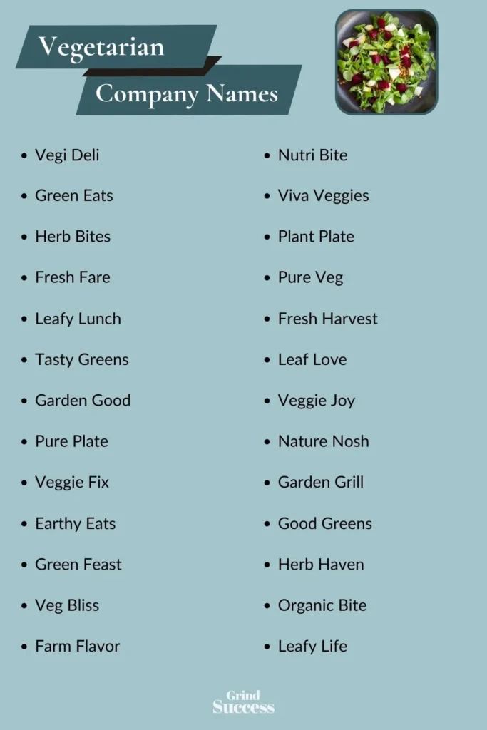 Vegetarian Company name list