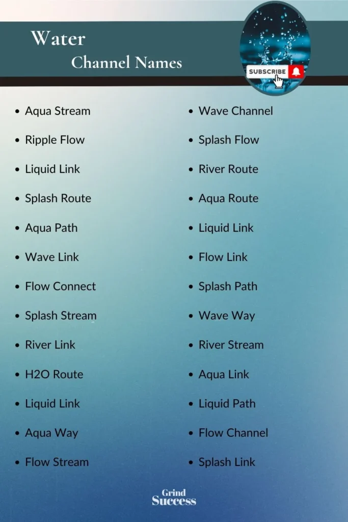 Water Channel Name Ideas List